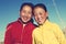 Portrait Mongolian Two Sisters Beautiful Smiling Concept