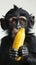 Portrait of a monkey hold a banana , Generate Ai