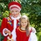 Portrait of mother and daughter in a national Russian costume