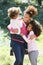 Portrait Of Mother With Daughters In Countryside