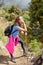 Portrait of a mountaineer girl resting