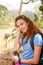 Portrait of a mountaineer girl resting