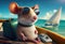 Portrait of a mouse on vacation at sea. Generate Ai.