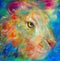 Portrait of a multicolor lion