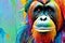 Portrait of multicolored orangutan