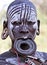 Portrait of a Mursi woman in Ethiopia