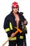 Portrait of muscle man in fireman uniform