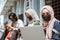 Portrait muslim wearing masks female students