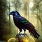 Portrait Mystical Dire Bird raven, Symbol of Gothic, Halloween, fear, by black