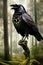 Portrait Mystical Dire Bird raven, Symbol of Gothic, Halloween, fear, by black