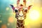 portrait neck wildlife sunglasses africa animal zoo giraffe colorful mammal. Generative AI.