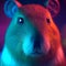 Portrait of neon cute capybara. Digital illustration, neon colors