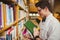 Portrait of nerd holding books