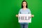 Portrait of nice-looking attractive content candid calm kind straight-haired girl wearing printed cotton tshirt showing