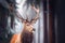 portrait of noble red deer with big horns, christmas deer.
