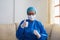 Portrait of a nurse wearing a mask in the hospital