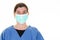 Portrait nurse woman in medical mask stop coronavirus covid-19 concept in Respiratory protection