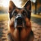 Portrait of an obedient German shepherd dog