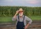 Portrait of old farmer with white beard