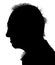 Portrait of an old man, senior from the side. Silhouette.