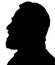 Portrait of an old man, senior from the side. Silhouette.