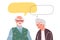 Portrait of older people with chat bubbles