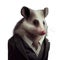 Portrait of a opossum dressed in a formal business suit