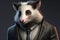 portrait of opossum dressed in a formal business suit