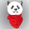 Portrait of a panda in knit scarf