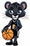 Portrait of a panther with a basketball. AI genarated