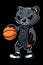 Portrait of a panther with a basketball. AI genarated