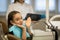 Portrait of patient girl in the dental stomatology clinic