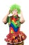 Portrait of pensive female clown