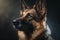 Portrait photo of an adorable German Shepherd dog. German Shepherd closeup view. generative AI