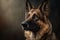 Portrait photo of an adorable German Shepherd dog. German Shepherd closeup view. generative AI