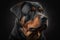 Portrait photo of an adorable Rottweiler dog. Rottweiler closeup view. generative AI