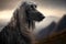 Portrait photo of an Afghan Hound dog. Afghan hound closeup view. generative AI