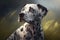 Portrait photo of an Dalmatian dog. Dalmatian dog closeup view. generative AI