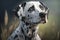 Portrait photo of an Dalmatian dog.Field around. A beautiful dog photo for advertises, Generative AI