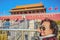 Portrait photo of Senior asian women with Forbidden Palace at beijing