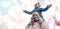 Portrait, piggyback and black father with girl in nature, having fun and bonding in low angle. Love, bokeh care and