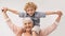 Portrait, piggyback or grandmother with a happy child or smile hugging with love in family home. Elderly grandma, boy or