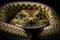Portrait of a poisonous snake on a black background, close-up shot, generative ai