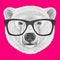 Portrait of Polar Bear with glasses.