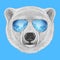 Portrait of Polar Bear with mirror sunglasses.