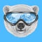 Portrait of Polar Bear with ski goggles.