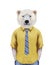 Portrait of Polar Bear in summer shirt with tie.