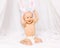 Portrait of positive smiling baby in easter bunny ears