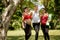 Portrait Pregnant Women Working Out Yoga Outdoors