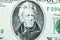 Portrait of president Andrew Jackson from the obverse side of an old 20 twenty dollars bill banknote money series 1995, old